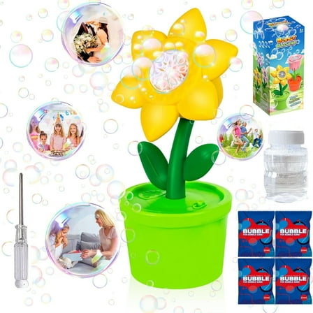 Bubble Machine with Light for Kids,20000  Bubbles Per Minute Automatic Flower Bubble Maker for Toddlers,2025 Upgrade Portable Battery Operated Bubble Machine Toy for Outdoor/Indoor Parties Birthday