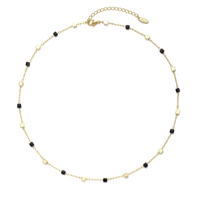 Collar JURYLOO CK-Negro-dorado-con cuentas Collar Gargantilla Hecha a Mano con Cuentas