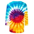 thumbnail image 3 of VBTAPA Womens Casual 3/4 Sleeve Round Neck Tops Cute Tie Dye Graphic T-Shirts Holiday Party Blouse Tees Daily Sales Multicolor L, 3 of 5