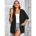 thumbnail image 2 of SHOWMALL Plus Size Cardigan for Women Summer Short Sleeve Black 3X Open Front Lightweight Cardigan with Pockets Drape Beach Cover Up, 2 of 7