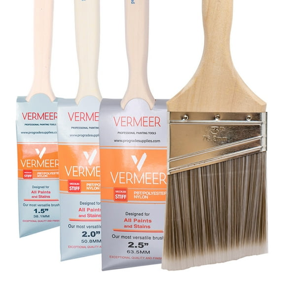 Vermeer Paint Brushes 4-Pack Angle Brushes in Assorted Sizes for All Latex and Oil Paints & Stains