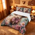 thumbnail image 2 of meiyoeat Highland Cattle Pink Flower King Size Comforter Sets,Colorful Butterfly Farm Animal Print Comforters King Size,Reversible,3-Piece,1 Comforter And 2 Pillowcases, 2 of 7