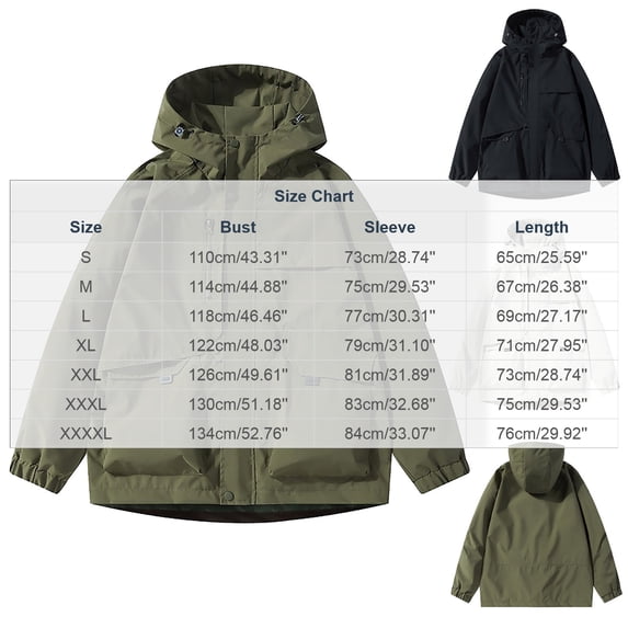 LYSMORA 2026 Men's Drawstring Hood Multi Pocket Utility Wind Jacket, Zip Chest Pocket Flap Elastic Cuff Long Sleeve Loose Fit Hiking Travel Outerwear