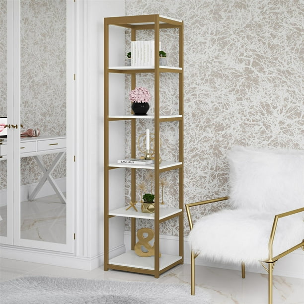 Cosmoliving Billie Metal Bookcase Etagere For Living Room White