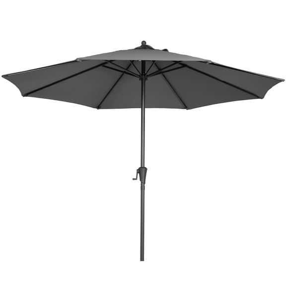 Bibana 9FT Outdoor Patio Umbrella, Market Table Umbrella with 8 Sturdy Ribs & Easy Crank System, Fade-Resistant Waterproof Canopy with Air Vent for Garden, Deck, Poolside & Backyard (Dark Gray)