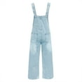 thumbnail image 3 of Women's Classic Denim Ripped Jumpsuit - Loose Fit, Adjustable Straps, Casual Style, 3 of 5