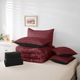 thumbnail image 6 of Feelyou Adult Western Damask Comforter Set 7pcs, Maroon Crow Animal King Bedding Sets, 6 of 8