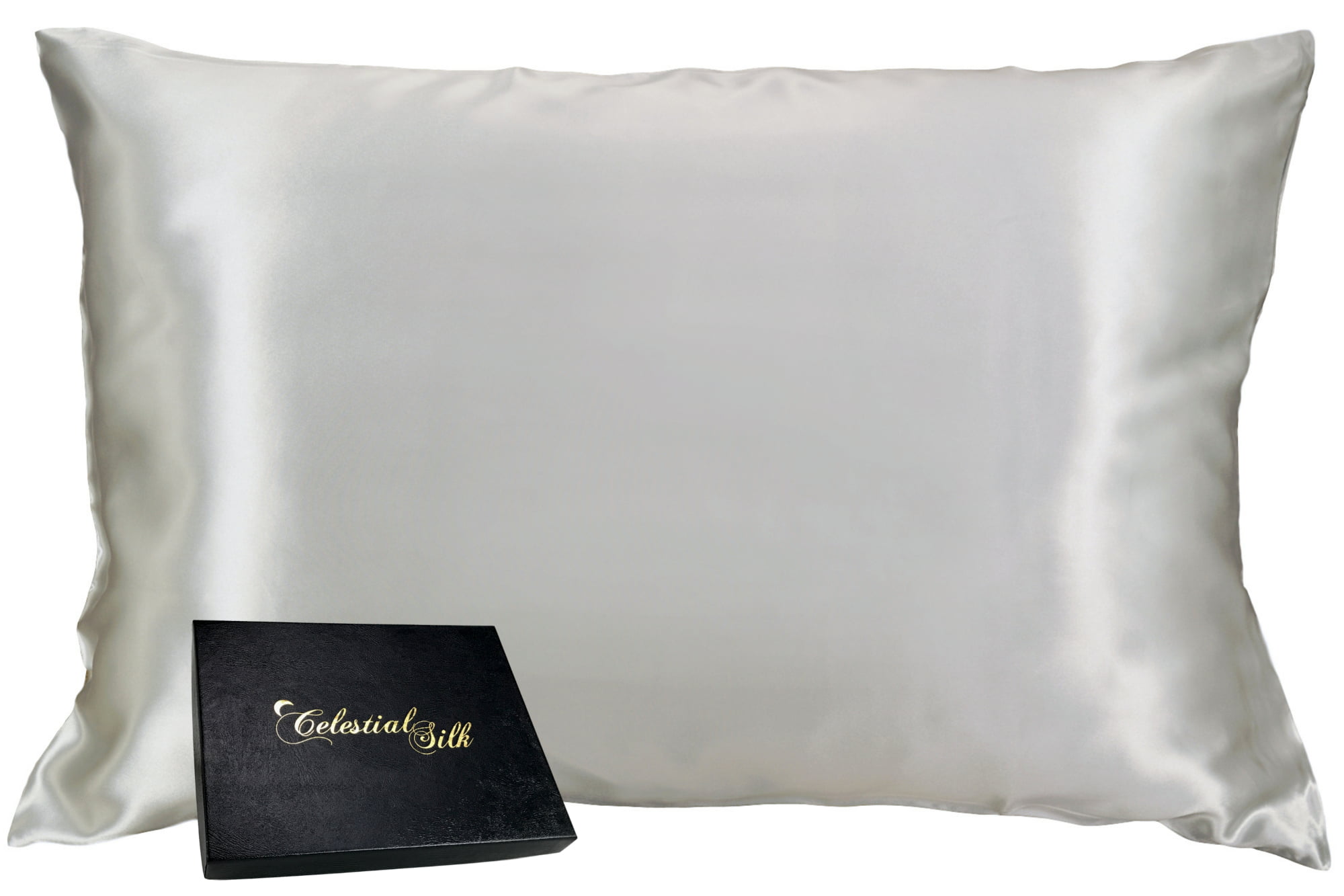 LilySilk Silk Pillowcase for Hair and Skin with Cotton Underside Standard 20x26 Inch White 1pc 19 Momme Gift Box