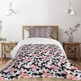 thumbnail image 3 of Ambesonne Flamingo Quilted Bedspread Set 2 Pcs, Watercolor Nature Camo, Twin Size, Dark Coral Pale Pink, 3 of 6