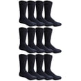 thumbnail image 2 of Yacht & Smith Men's 12 Pairs of Classic Crew Socks with full cushion cotton blend, King Size 13-16 (Navy), 2 of 4