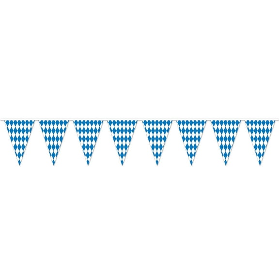 Beistle 120 Foot Oktoberfest Bavarian Check Flag Pennant Banner