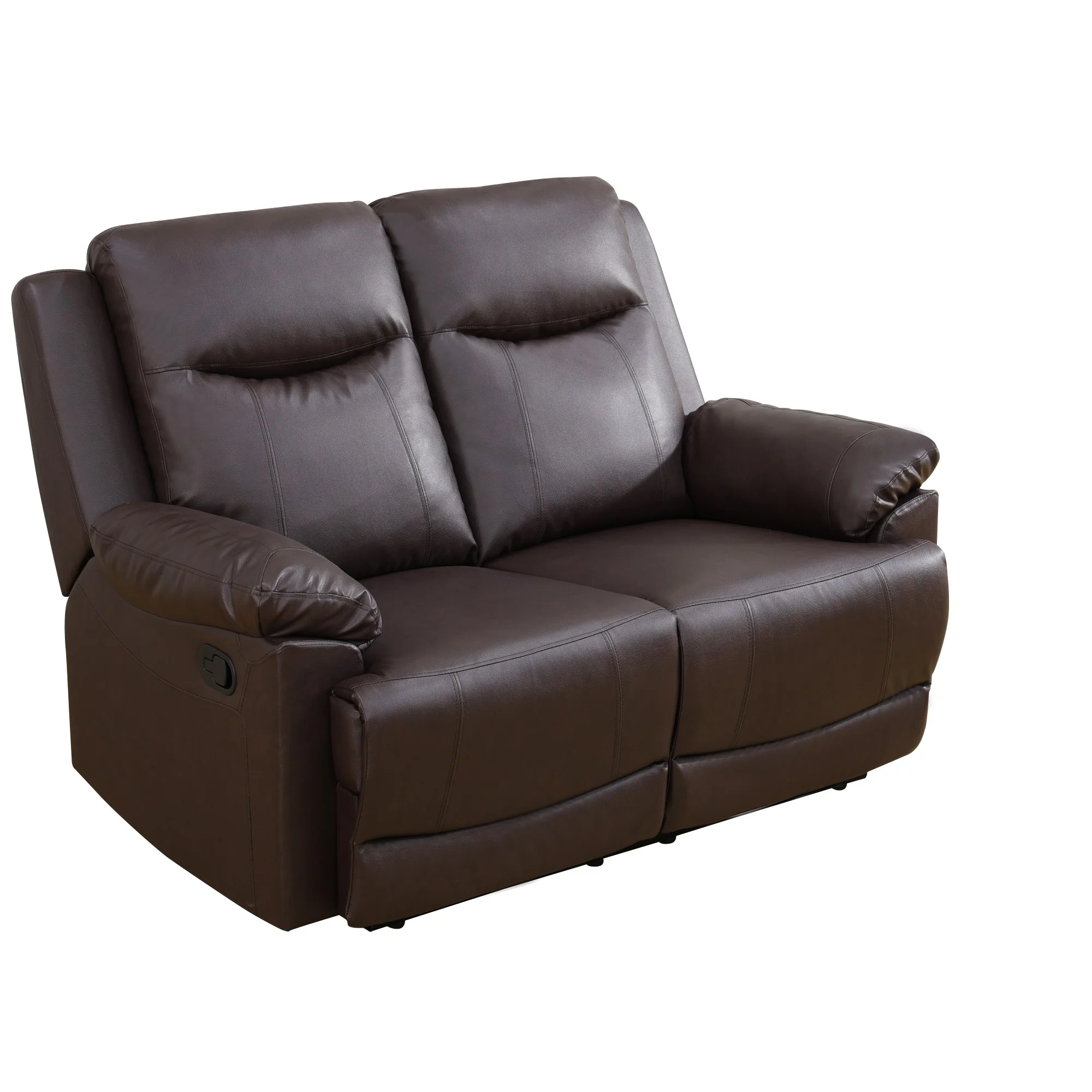 Gewnee Brown Loveseat, Air Leather & High-Elastic Sponge, Adjustable Recline, Perfect for Living Rooms