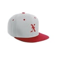 thumbnail image 3 of Daxton Classic Snapback Hat Old English Font Alphabet A to Z Flat Bill Visor Cap, White Red Hat, Red X, 3 of 4