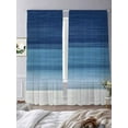 thumbnail image 3 of Navy Blue Ombre Sheer Curtains 84 Inch Length 2 Panels Set, Modern Abstract Art Blue White Striped Voile Window Treatment Rod Pocket Curtains Sheers Drapes for Bedroom/Living Room/Kitchen 52"x84"x2, 3 of 7