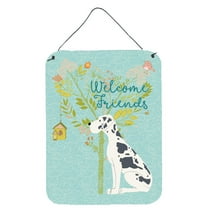 Carolines Treasures BB7590DS1216 Welcome Friends Harlequin Great Dane Wall or Door Hanging Prints 12x16 multicolor