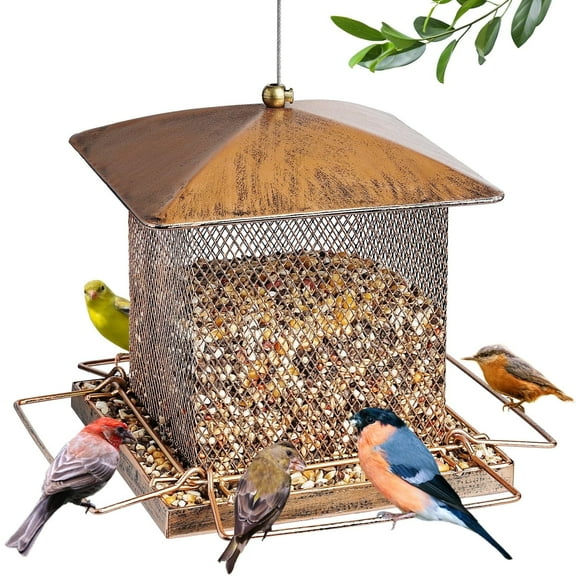 IWNTWY Metal Wild Bird Feeder,  Heavy Duty 3.5LB Capacity for Outdoor Hanging in Garden, Yard