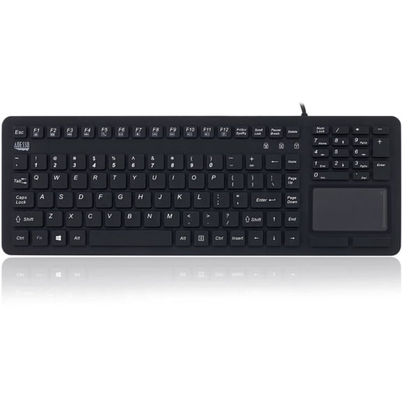 Adesso® Touchpad Keyboard With Antimicrobial Protection, 108 Key, AKB-27OUB