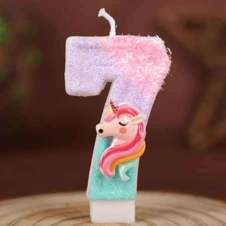 Xiao Hang 0-9 Number Cartoon Unicorn Digital Candles for Kids Birthday Party Festival Cake Decoration Atmosphere Props Fun Themed Candle