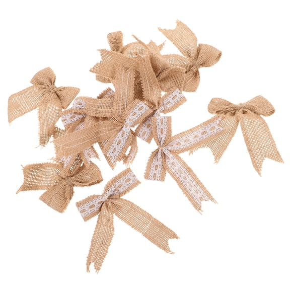 OUNONA 12-Pack Pre-Tied Burlap Lace Bows for Crafting, Holiday Wreaths, Wrapping, and Indoor Home Decorations