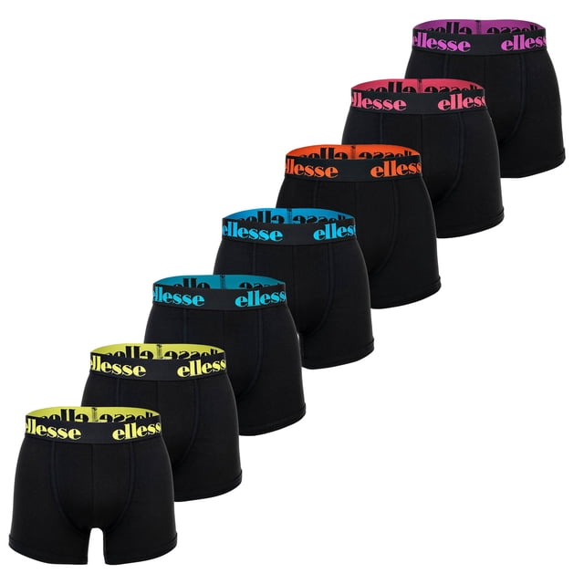 ellesse Calzoncillos para Hombre, Paquete de 7 - Yema Calzoncillos de 7 paquetes, Logo, Algodón Stretch Negro/Multi4 5XL (XXXXX-Large)
