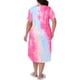thumbnail image 3 of Camisones de mujer de tallas grandes Agnes Orinda, pijamas de cuello redondo, manga corta, con diseño de teñido anudado, ropa de dormir suave, vestido midi para estar en casa 2X color rosa intenso, 3 of 6