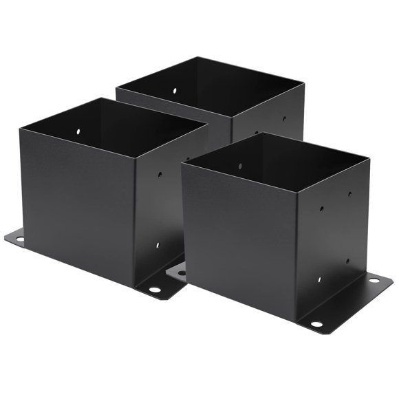 Base para postes DWALE, 6 x 6 unidades, 3 unidades, metal resistente con recubrimiento en polvo negro