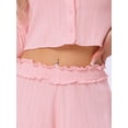 thumbnail image 5 of INSPIRE CHIC Women's Lounge Set Long Sleeve Pajamas Button Shirts with Shorts 2 Piece Y2k Workout Sets L Pink, 5 of 5