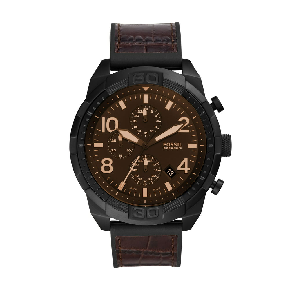 Fossil - Fossil Men's Bronson Chronograph Brown Croco Leather Watch ...
