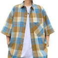 thumbnail image 3 of Awdenio Mens Shirts Short Sleeve Button Down Shirt Plaid Button Up Shirts Casual Work Shirts, 3 of 3