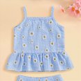 thumbnail image 5 of Toddler Girl Clothes Sets Cute Flower Embroidery T-Shirt & Drawstring Shorts 2-Piece Outfit Sister Matching Outfit 6-12 Months, 5 of 5