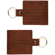 Custom Happy Father's Day Leather Calendar Keychain 5.25" x 2.25"