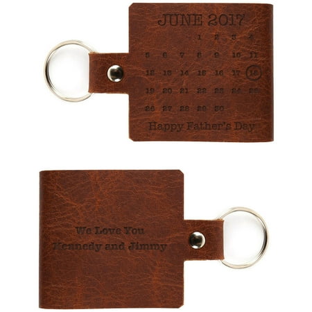 Custom Happy Father's Day Leather Calendar Keychain 5.25" x 2.25"