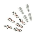 thumbnail image 6 of Pink Christmas Fake Nail Elk Element Festive Nail Set New Stripes and Plaid 24Pcs, 6 of 9