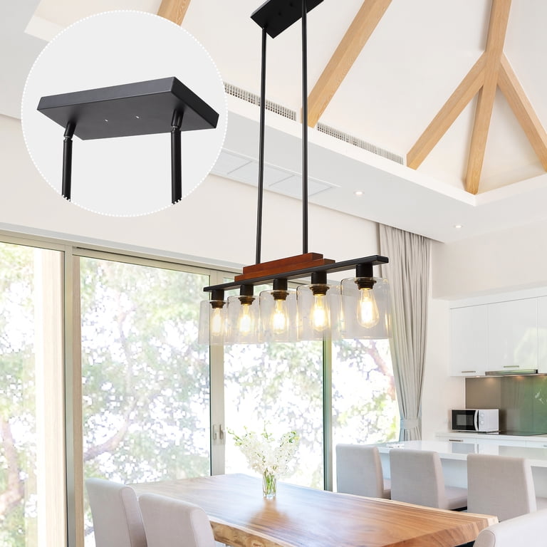 Twig Dining Room Light Fixture/Chandelier Over Table 5-Light Kitchen Island Lighting Hanging for Farmhouse Matte Black Linear Chandeliers Rustic Solid