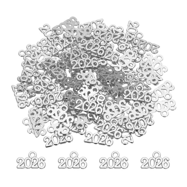 Encanto de Número Metálico Uxcell del Año 2026 para Hacer Joyería DIY, Collar, Pulseras, Llavero, Paquete de 80