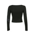 thumbnail image 4 of Kiapeise Women Long Sleeve Crop Tops Ribbed Graphic Print Shirt Basic Blouse, 4 of 6