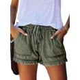 thumbnail image 1 of Uhndy Women Casual Summer Mid Waist Stretchy Denim Jean Shorts Junior Lace Up Fitting Tassels Short Jeans Green L(US 10-12), 1 of 2