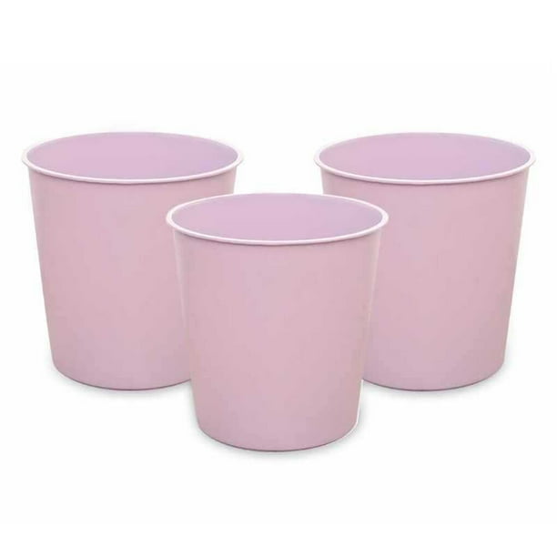 3 Pieces Round Waste Paper Bin Style Solid Color Lightweight Trash Can ...