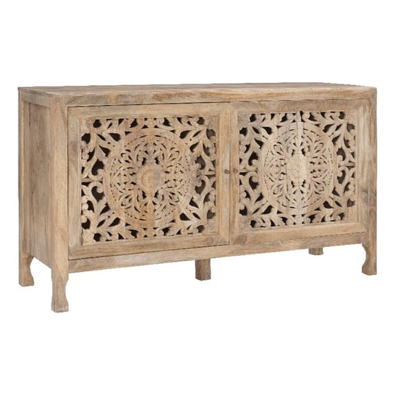 Linon Micah Wood Two Door Cabinet in Natural Brown