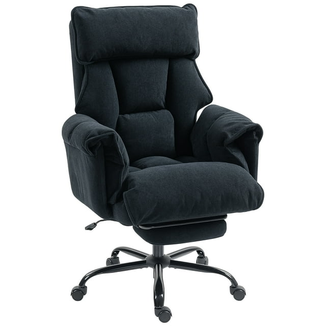HOMCOM Chaise de Bureau avec Repose-Pieds Chaise d'Ordinateur Inclinable, Noir