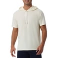 thumbnail image 1 of Sudadera con capucha INSPIRE CHIC para hombres, camiseta de manga corta, pullover atlético, camiseta con capucha y cordón, talla 2XL, color beige, 1 of 5