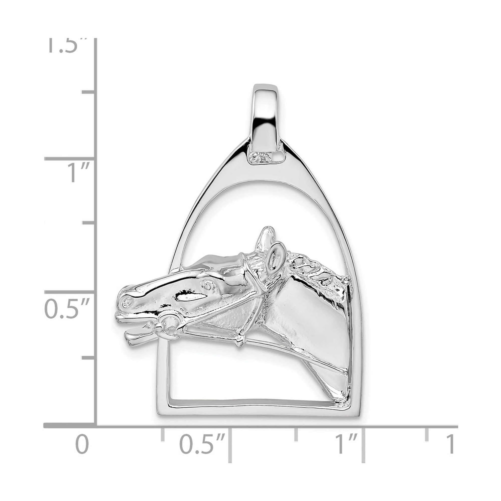 Sterling Silver Horse Head Pendant in Stirrup Frame, Equestrian Necklace for Women or Unisex, Western Style Animal Jewelry Symbolizing Strength and Freedom