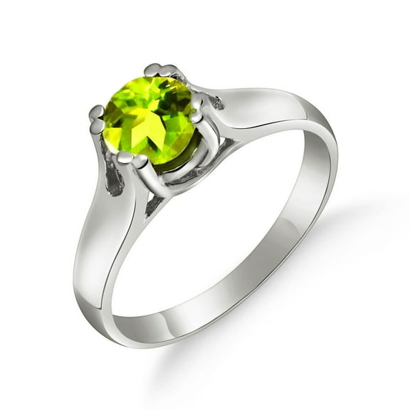 Galaxy Gold 14k White Gold Solitaire Ring w/ Natural Peridot - Size 6.0