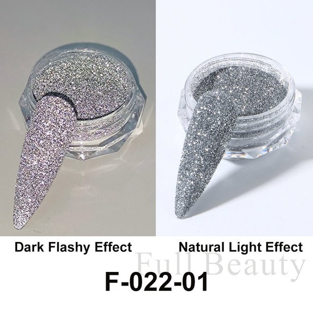 NFSZF-Polvo de diamante brillante para uñas, polvo de inmersión holográfico para decoración de uñas, brillo reflectante de plata láser, lentejuelas brillantes, 1 caja