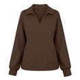thumbnail image 4 of Women’s Waffle Collar Sweatshirt, Oversized Pullover Long Sleeve Sweatshirt, Fall Fashion Sport Casual Tops with Pockets, 4 of 8