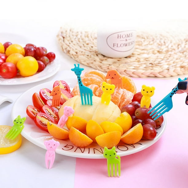 Qionma 10 pcs Mini Dessin Animé Yeux Fourchette À Fruits Enfant Boîte À  Lunch Décor Dessert Cure-dents