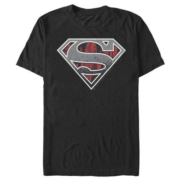 Men's Superman Logo Grunge Graphic Tee Black Medium