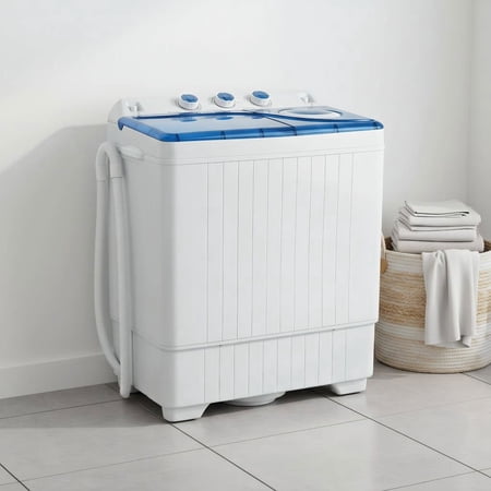 Barara King Washing Machine, Laundry Washer, 26lbs Portable Semi-Automatic Twin Tub Washing Machine with Drain Pump-Blue