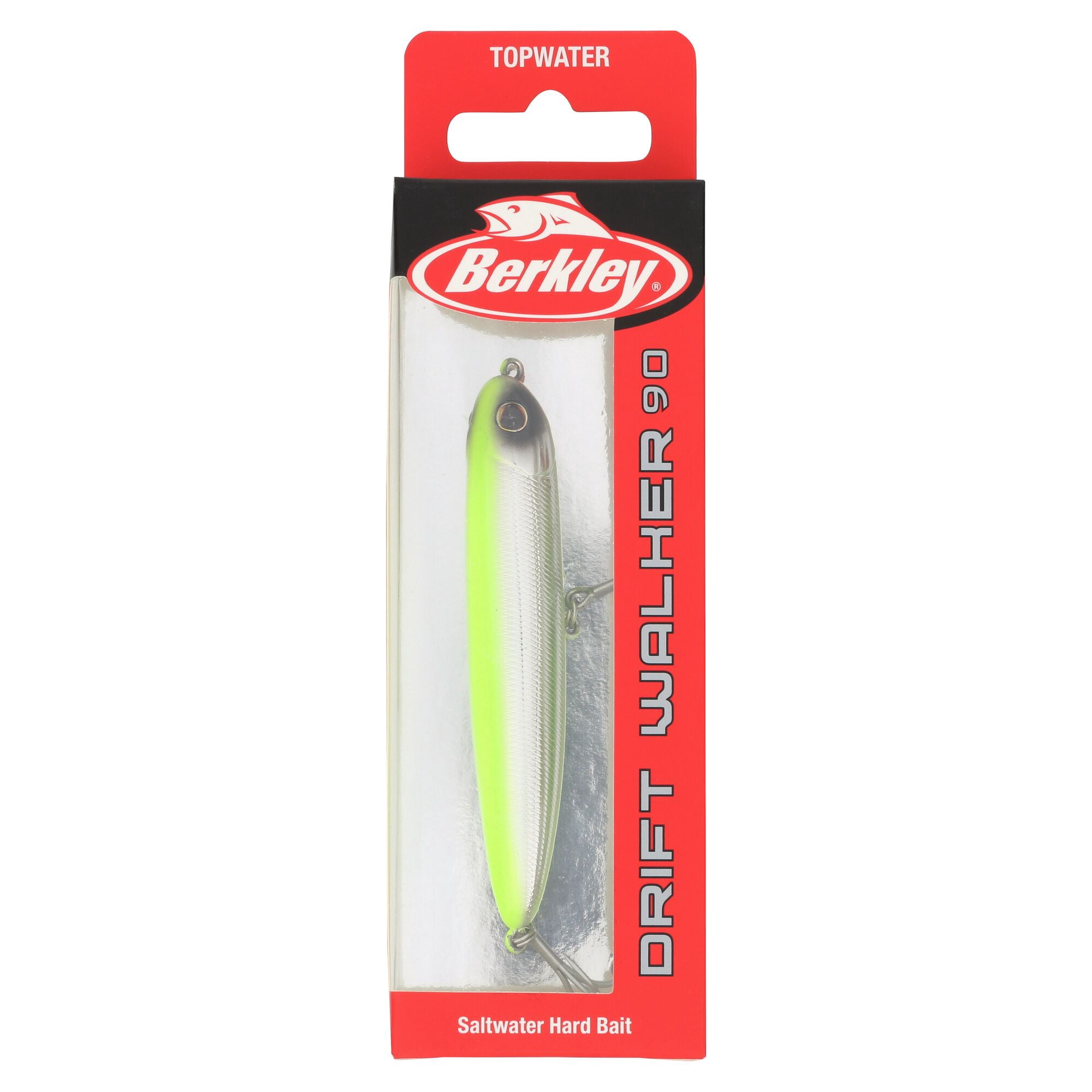 Berkley Drift Walker Saltwater, 3.5 in, Topwater Baits, Chrome/Chartreuse (1 Count)