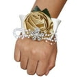 thumbnail image 1 of Yuarrent Ramillete de muñeca de rosa satinada hecho a mano de larga duración para bodas y graduaciones elástica N22 oro claro Type3 NO3, 1 of 6